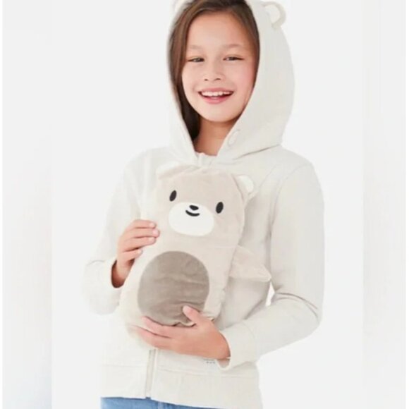 Cubcoats Zip Hoodie Zips Into Tomo Bear Plushie Unisex 8 Oatmeal NWT - Picture 1 of 12